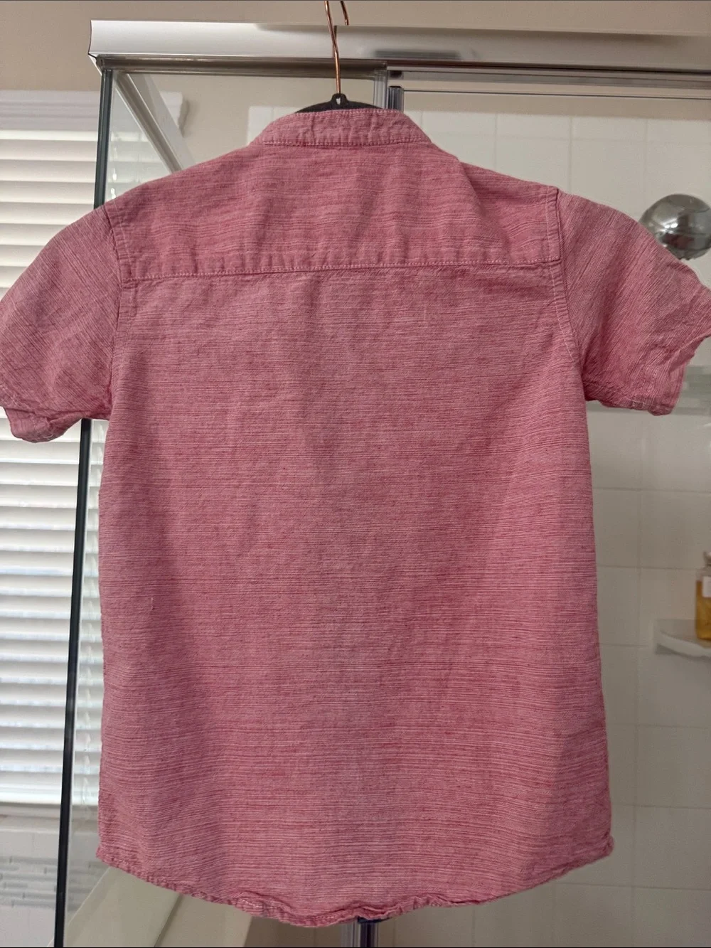 wonder nation Short-Sleeve Button-Down Mandarin Collar Shirt - Rose